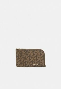 DKNY BRYANT ZIP CARD HOLDER LOGO - Wallet - Mocha/caramel