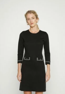DKNY ELBOW SLEEVE SHEATH - Jumper Dress - Black/ivory
