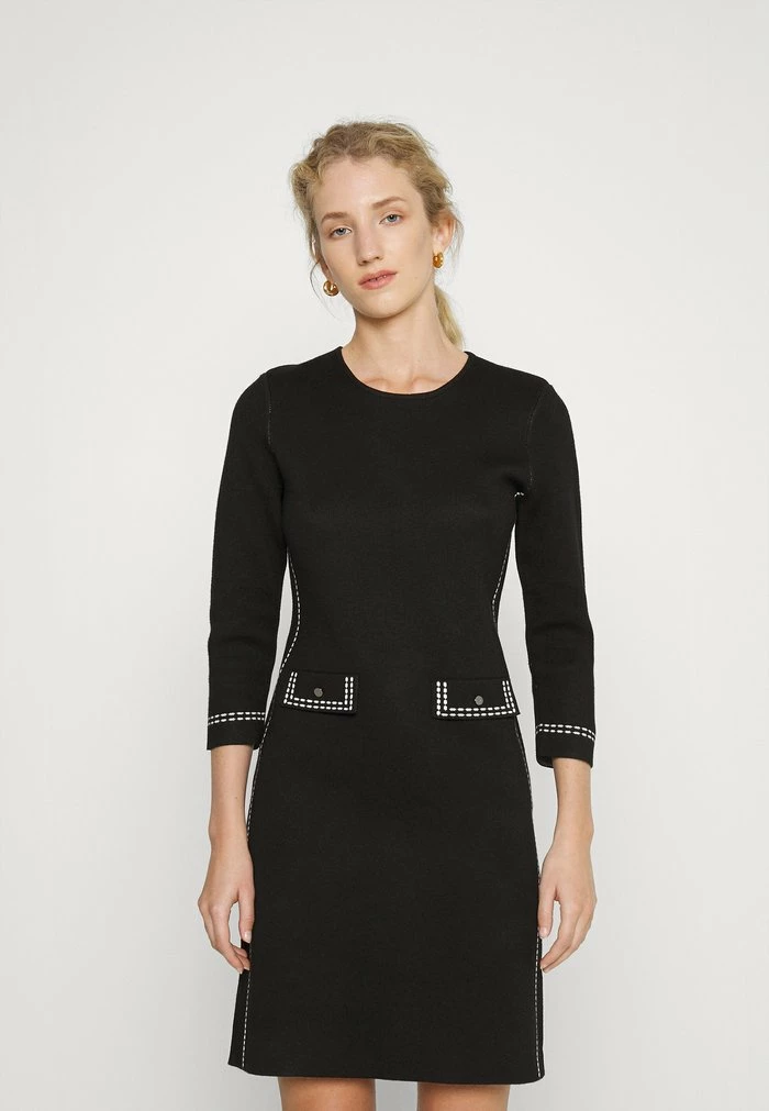 DKNY ELBOW SLEEVE SHEATH - Jumper Dress - Black/ivory 3 DKNY ELBOW SLEEVE SHEATH - Jumper Dress - Black/ivory