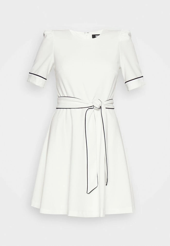 DKNY SHORT PUFF SLEEVE BELTED FIT AND FLARE - Day Dress - Ivory/spring Navy 7 DKNY SHORT PUFF SLEEVE BELTED FIT AND FLARE - Day Dress - Ivory/spring Navy - Image 5