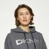 DKNY EXPLODED LOGO CROPPED HOODIE - Hoodie - Black Heahter/silver-coloured -Bag Haven Store cef2ba1396694506b9764a1f95304389