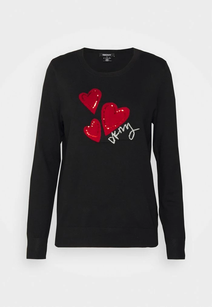DKNY SEQUIN HEART CREWNECK - Jumper - Black/rudolph Red 8 DKNY SEQUIN HEART CREWNECK - Jumper - Black/rudolph Red - Image 6