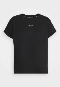 DKNY LOGO BOXY KNOTTED TEE - Basic T-shirt - Black
