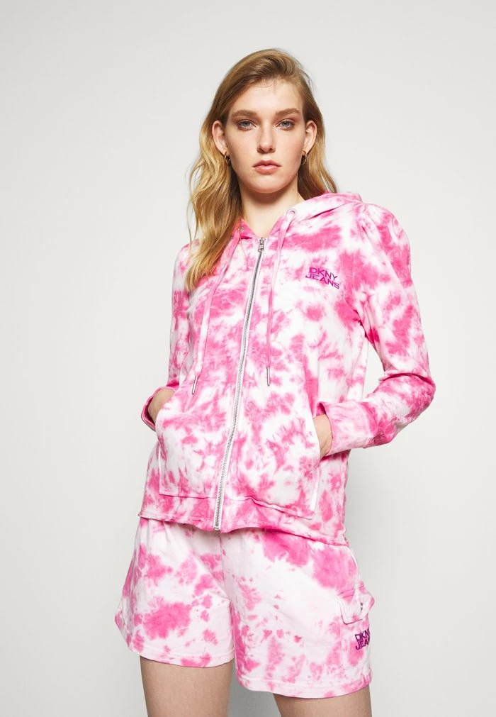 DKNY PUFF TIE DYE ZIP UP HOODIE - Zip-up Sweatshirt - White/hyper Pink 3 DKNY PUFF TIE DYE ZIP UP HOODIE - Zip-up Sweatshirt - White/hyper Pink