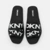 DKNY LOGO SLIDE - Mules - Black/white -Bag Haven Store d5f759ca3f6e44828f5a97a222802ec6