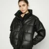 DKNY LOGO APPLIQUE FUNNEL NECK PUFFER - Winter Jacket - Black -Bag Haven Store d6746ace82f143318c505a1a6cb56de1