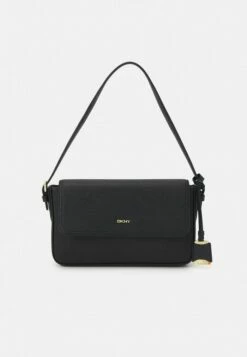 DKNY BIBI EW FLAP - Handbag - Black/gold-coloured