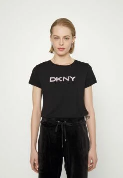 DKNY LOGO - Print T-shirt - Black/silver-coloured