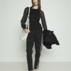 DKNY CREWNECK MIXED MEDIA - Cardigan - Black -Bag Haven Store e3cc63e5d4024b8192eeaf01bce7cd17