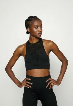 DKNY ZEBRA PRINT BACK SEAMLESS BRA - Light Support Sports Bra - Black