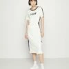 DKNY COLORBLOCK TIE WAIST LOGO DRESS - Jersey Dress - Ivory/black -Bag Haven Store f12e219dbd0a4d8680e534a431e977e5