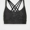 DKNY VIVID SNAKE PRINT STRAPPY BACK BRA REMOVABLE CUPS - Light Support Sports Bra - Black -Bag Haven Store f57cf8adf13145bebe15f245c5247795
