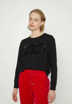 DKNY SEQUIN BOX CUT OUT LOGO - Sweatshirt - Black