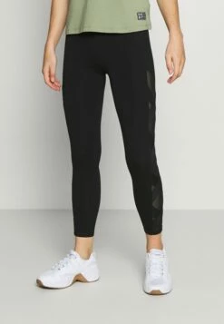 DKNY HIGH WAIST LEGGING CRISSCROSS SIDE BANDS - Leggings - Black