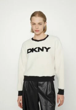 DKNY SEQUIN LOGO CREWNECK - Fleece Jumper - Ivory